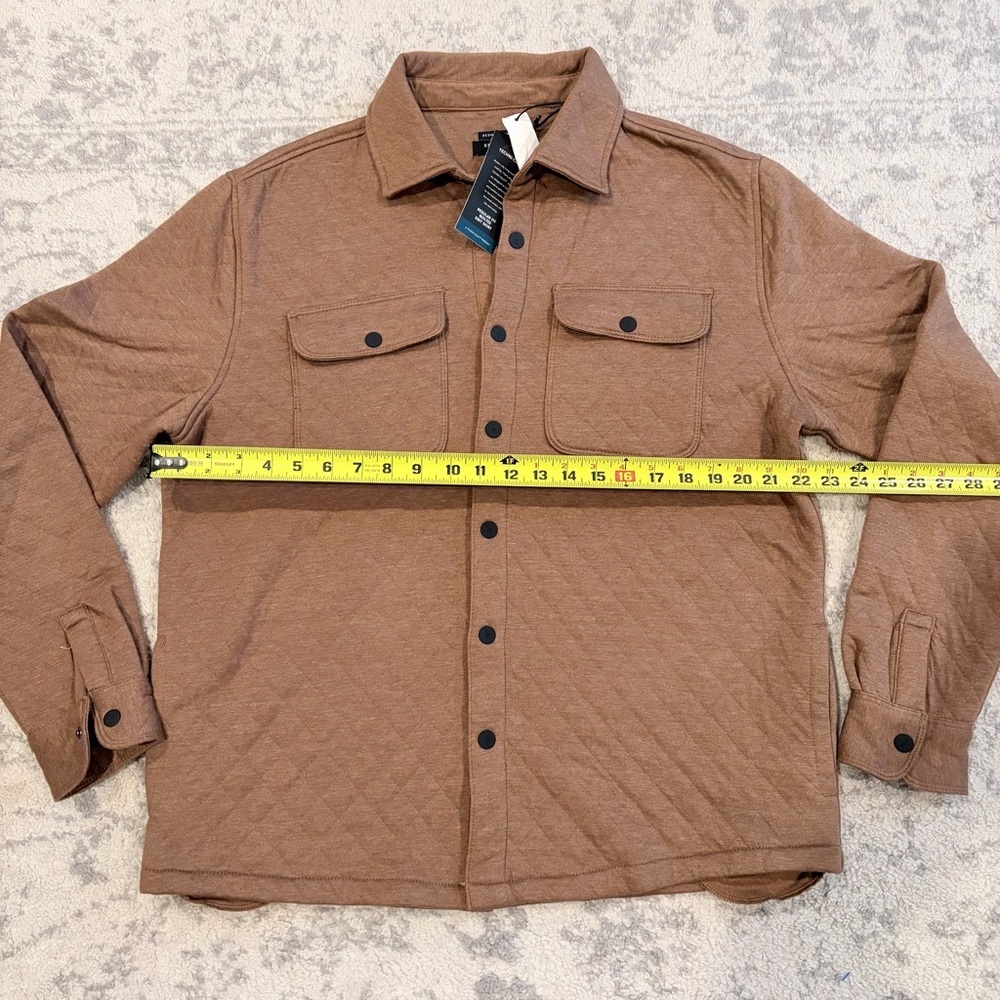 Kenneth Cole Quilted Knit Shirt Jacket Timber Brown L NWT - Picture 7 of 9